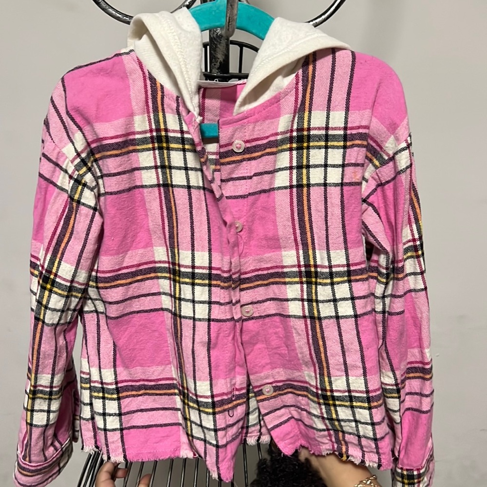Flannel plaid hoodie shirt